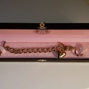 VTG Juicy Couture Heart Charm Toggle Bracelet